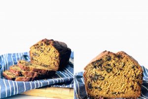 Vegan banana bread with walnuts and dark chocolate