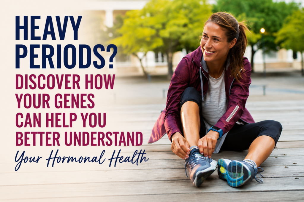 Heavy menstrual bleeding and hormonal health featured image highlighting the role of genetics in personalized women's health.